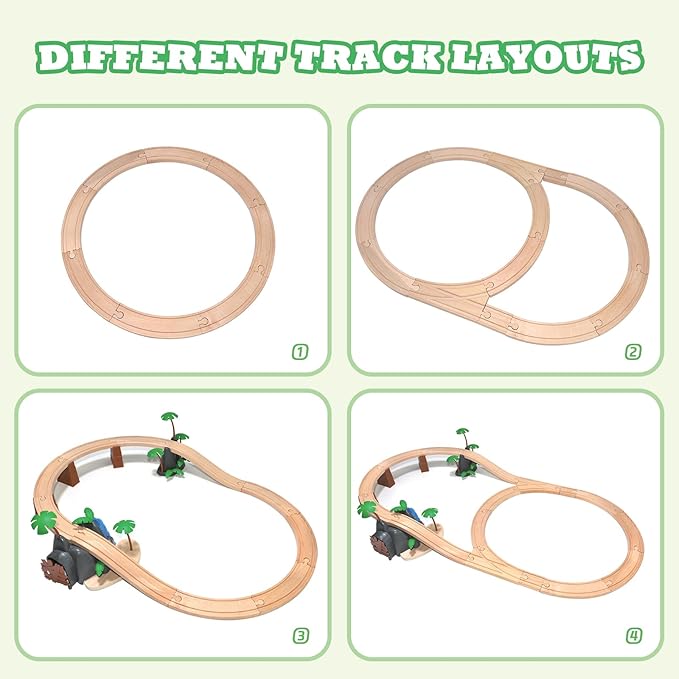 Wooden Train Sets for Toddlers, Train Toy Magnetic Sets Fits Brio, Thomas, Melissa and Doug, Kids for Boys Girls 3 4 5 Years Old (80 pcs Train Set)