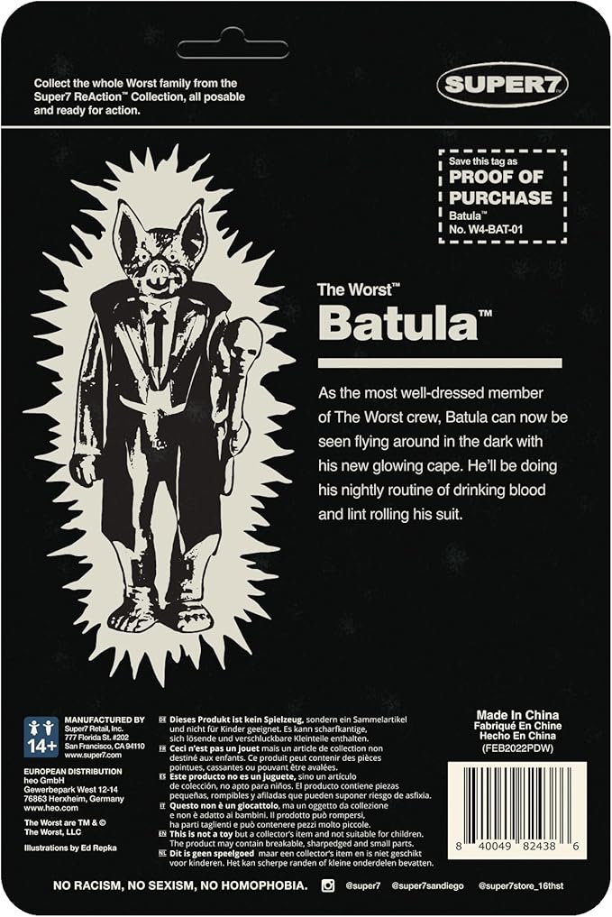 Super7 The Worst Batula (Monster Glow) - 3.75" The Worst Action Figure Collectibles and Retro Toys