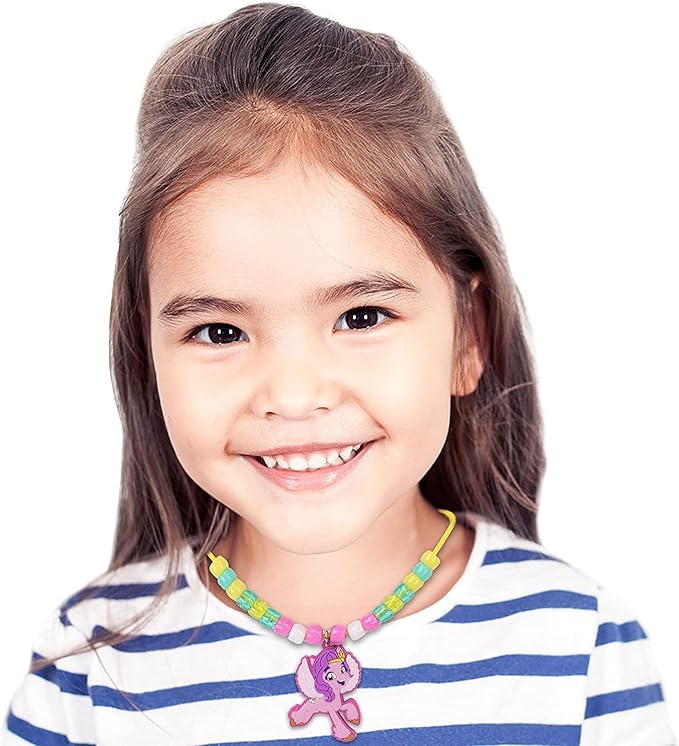 Pony Necklace Making Activity Set with 3 Assorted Pre-Made Unicorn Rings and Little Pony Characters