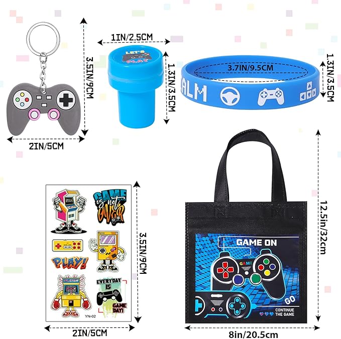 Video Game Party Favors Gamer Birthday Party Supplies for Kids Non Woven Bags Bracelet Stamper Game on Gift Goodie Bag Fillers Boy Gaming Party Favors