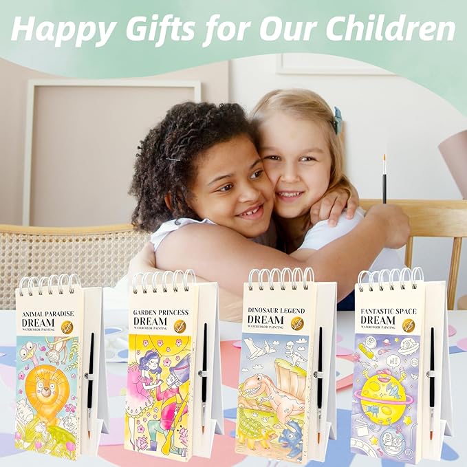 Watercolor Painting Book for Kids Ages 3-5, Water Painting Easel Book Comes with Brush,Toddler Painting Activities Ages 2-4, Art Craft Gift for Drawing (Princess)