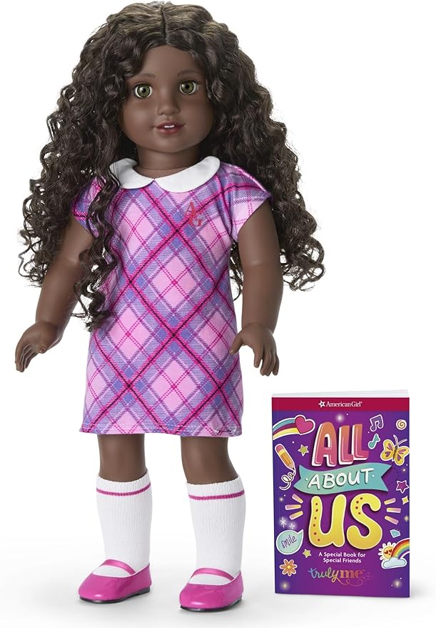 American Girl Truly Me 18-inch Doll #127 w/Hazel Eyes, Curly Dk-Brown Hair, Very Deep Skin & Neutral Undertones, for Ages 6+