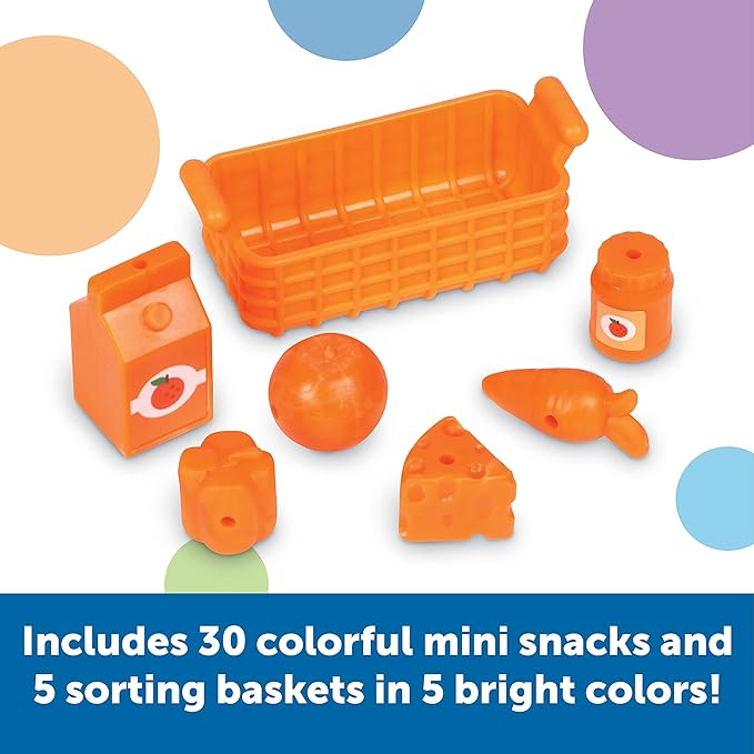 Learning Resources Sorting Snacks Mini Fridge, Educational Snack Toys, Fine Motor Toys, Food Toys, Gifts for Kids, Ages 3+, 51 Pieces