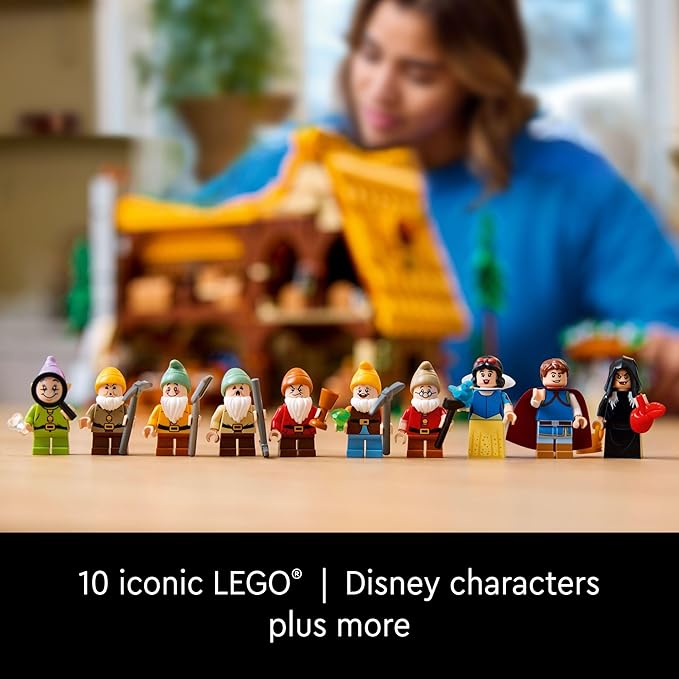LEGO Disney Snow White and The Seven Dwarfs’ Cottage Building Kit for Adults, Build and Display Disney Princess Set with 10 Minifigures Including Snow White, Gift for Fans of The Classic Movie, 43242