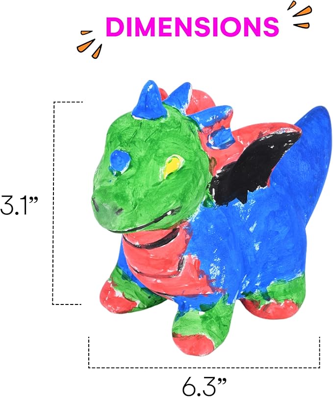 Neliblu Dinosaur Painting Kit - DIY Dino Craft Kit with Ceramic Figurine - Paintable Dino Art Activity for Toddler - Educational Toy for Dinosaur Enthusiasts - Gift-Worthy Figurines and Statues