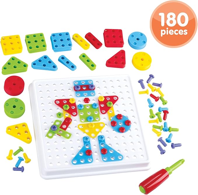 Kidoozie Create & Construct Building Kit, S.T.E.A.M Mosaic Art Activity for Children Ages 3+