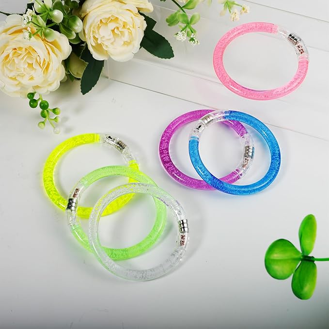 Jeffbaubl 30 Pcs LED Bracelets,6 Color Glow Sticks Bracelets,Light Up Bracelets,Glow Bracelets,Glow In The Dark Party Supplies for Kids Adults,Light Up Toys Gifts for Birthday Concert Carnival