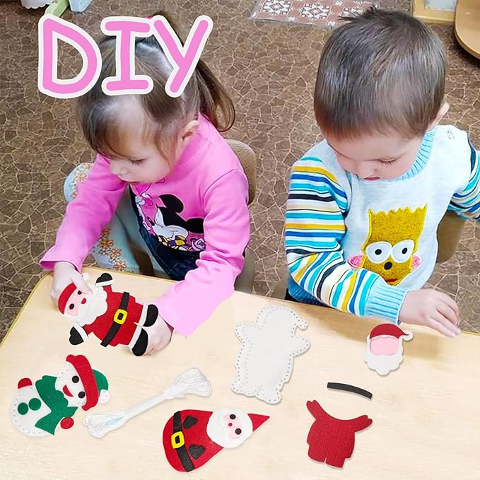 Jtnohx Sewing Kit for Kids, Felt Christmas Ornaments Set, 5 Sets DIY Craft Kits - Christmas Deer, Santa Claus, Snowman, Heart, Christmas Tree Decor for Home Party Decorations