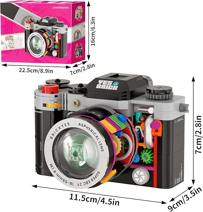 Retro Building Blocks Camera，Semi Mechanical Detachable Camera Toy Provide Photo Gifts for Boys and Girls Aged 8 and Above Who Enjoy Creativity（556pcs）