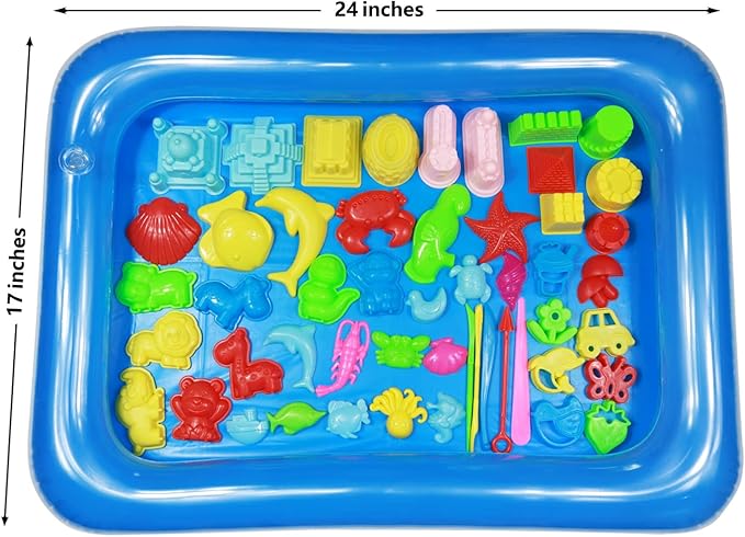 Play Sand Kit, 54Pcs Sandbox Toys Set for Boys Girls, 3lbs Magic Pink Sand, Mold Tools, Inflatable Tray, Storage Box, Funny Birthday Christmas Gift
