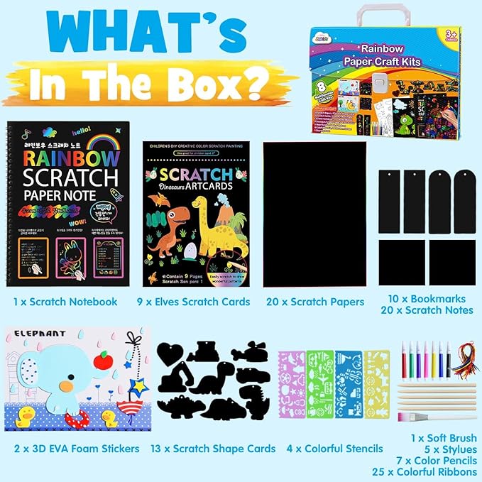 ZMLM Easter Art Craft Gift for Kids Age 3-12: Rainbow Scratch Magic Paper Combo DIY Coloring Drawing Art Set - Party Craft Kit Supply Toddler Preschool Activity Toy Kid Valentine's Day Birthday Gift