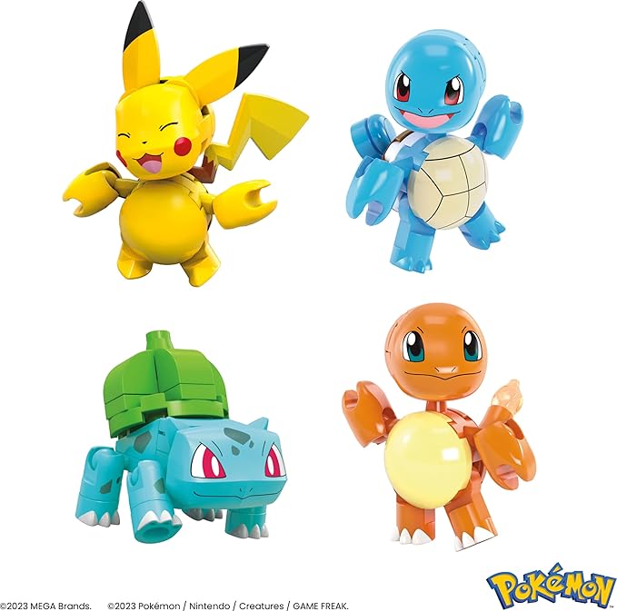 Mega Pokemon Trainer Starter Pack 8 Pokeballs with Characters, 191 Building Blocks, Includes Bulbasaur, Charmander, Squirtle and Pikachu Among Others, Toy +6 Years (HTJ75)