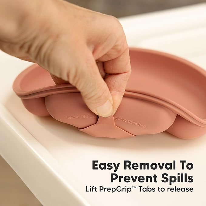 KeaBabies Suction Plates for Baby, Toddler - 3-Pack 100% Silicone Toddler Plates, Divided Baby Plates with Suction, Silicone Plates for Baby, Kids, BPA-Free, Microwave, Dishwasher Safe (Burgundy)