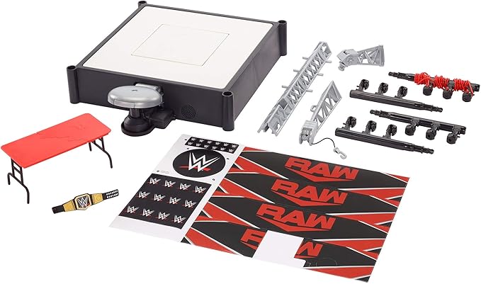 Mattel WWE Wrekkin' Kickout Ring Playset with Accessories & 2 Play Modes, Includes Launcher, Crane, WWE Championship & More, 13-inch x 20-inch