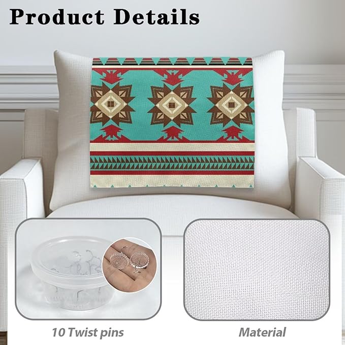 Navajo Aztec Sofa Headrest Covers Fabric Recliner Covers Pet Scratch Resistant Couch Headrest Covers Furniture Protector for Living Room 2 Pack