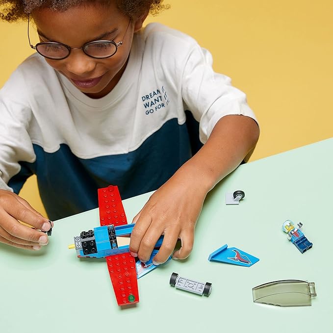 LEGO City Great Vehicles Stunt Plane 60323 Jet Airplane Toy, 2022 Building Set, Gifts for Kids, Boys and Girls 5 Plus Years Old with Pilot Minifigure