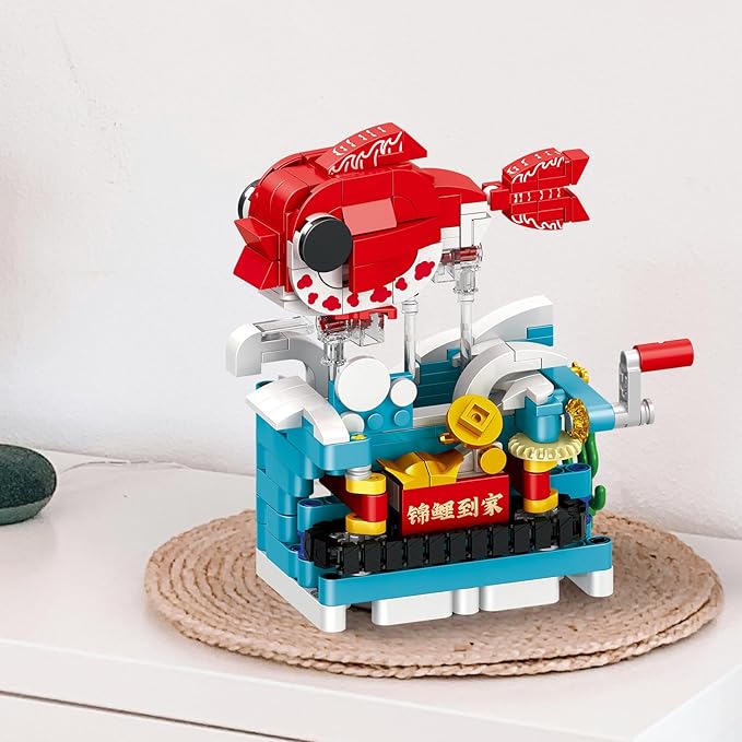 Chinese Jinli Fish Small Building Blocks Set Koi carp Collectible for Chinese New Year 340PCS Creative Toy Building Sets for Adults and Kids Age 6+ with Tail Wagging 96004