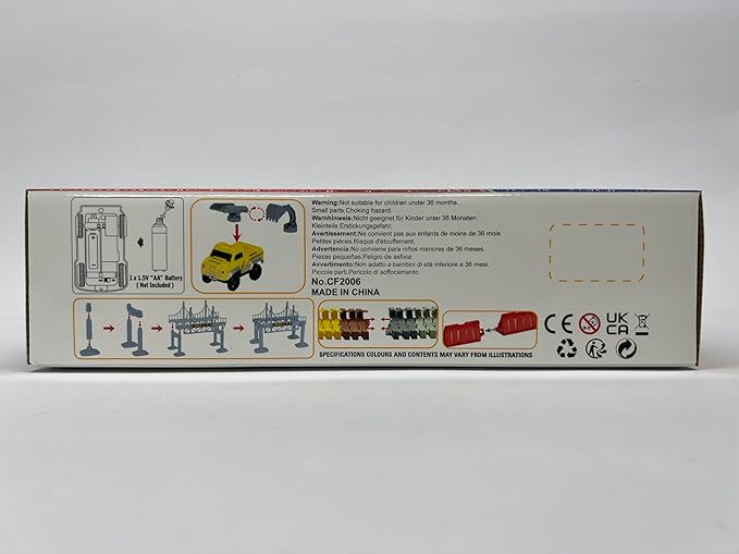 Construction Race Tracks Set, Flexible Train Tracks w/ 2 Electric Construction Race Vehicles w/Lights, STEM Engineering Race Track Toys with Dump Truck, Crane Assort Acessories for Boys Girls