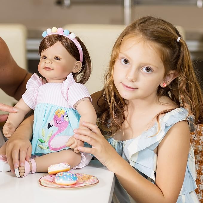 Adora Toddler Time Babies, 20" Premium Doll with Hand Painted Eyelashes and Face, Fresh Baby Powder Scent and Removable Clothing, Birthday Gift for Ages 6+ - Summer Flamingo