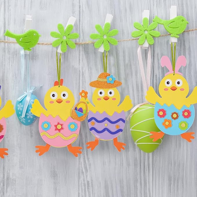 Fennoral 12 Pack Easter Craft for Kids Make You Own Easter Chick Foam Stickers Ornament DIY Easter Arts and Crafts for Preschool Easter Art Project Easter Decoration
