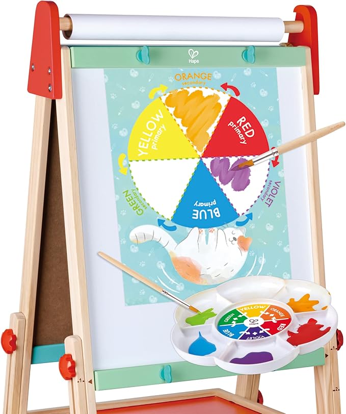 Hape Color Mix Painting - Activities and Art Supplies for Kids with Paint Set, Art Brushes, Paint Palette, Color Wheel, Binder Clip and A3 Activity Book - Art Kit for Children Ages 4 and Up