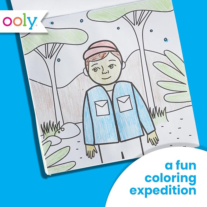 Ooly Travel Art Kit with 9 Jumbo Crayons & 48 Themed Coloring Pages & Case for Easy Traveling Art Creation, Perfect Airplane Travel Set to Entertain Kids - Safari