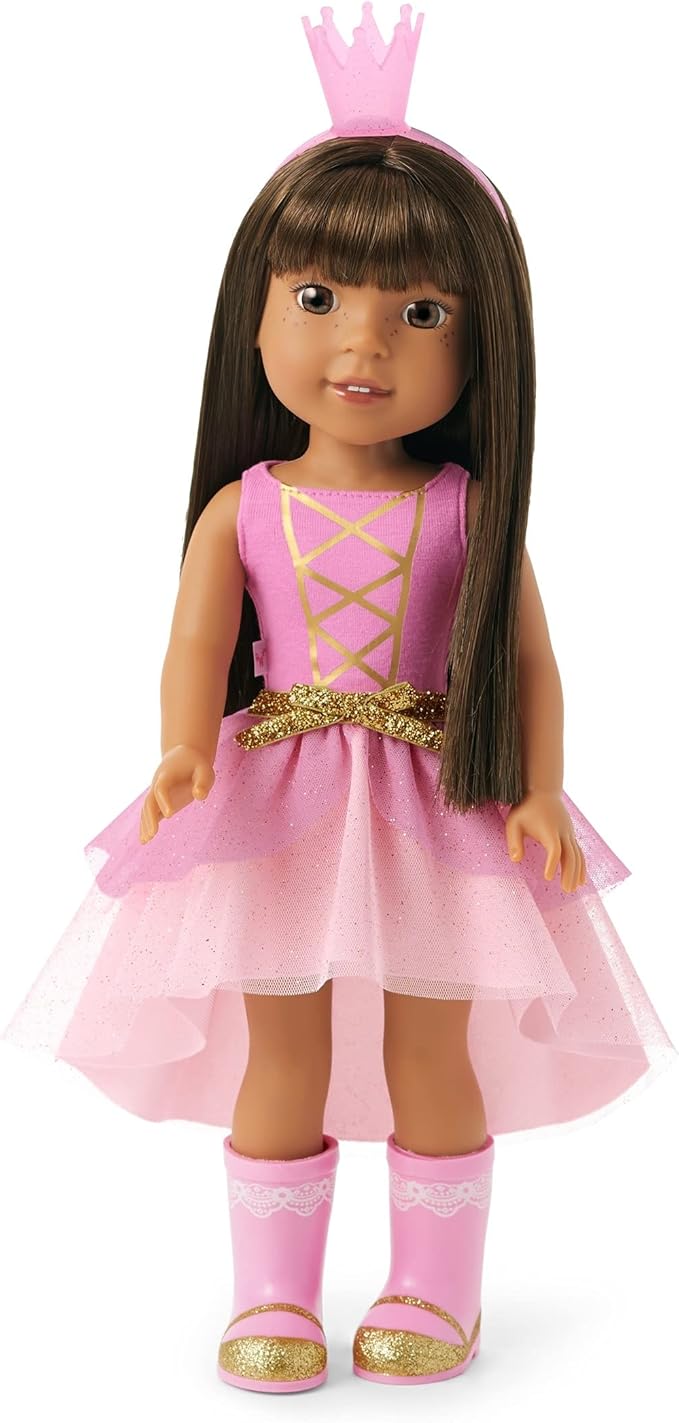 American Girl WellieWishers 14.5-inch Ashlyn Doll with Pink Leotard, Glitter Skirt, Headband, and Boots, For Ages 4+