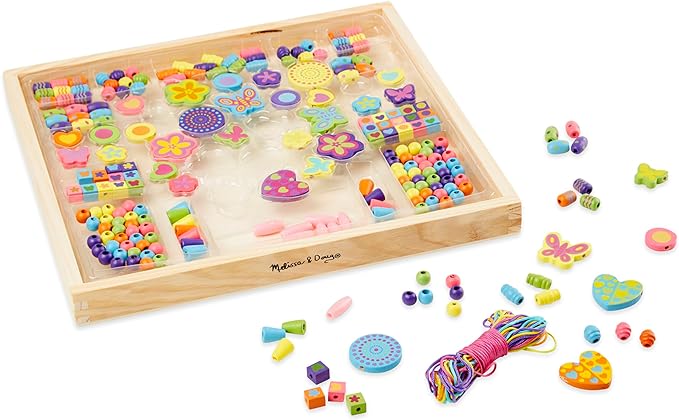 Melissa & Doug Created by Me Bead Bouquet Deluxe Wooden Bead Set With 220+ Beads for Jewelry-Making Kits for Kids 4+ - FSC-Certified