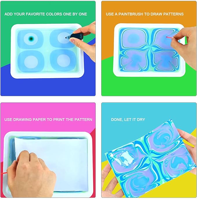 Ysguyyz 12 Colors Water Marbling Paint Kit for Kids Ages 6 7 8 9 10 11 12 | Fun Arts and Crafts Set for Boys & Girls for Creative Play