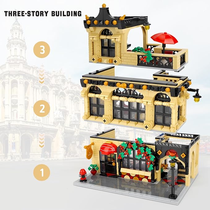 City Restaurant Building Block Set- Compatible with Lego City Buildings House, Creator House Experts Assembly Square Building Sets for Adult (1489 pcs)