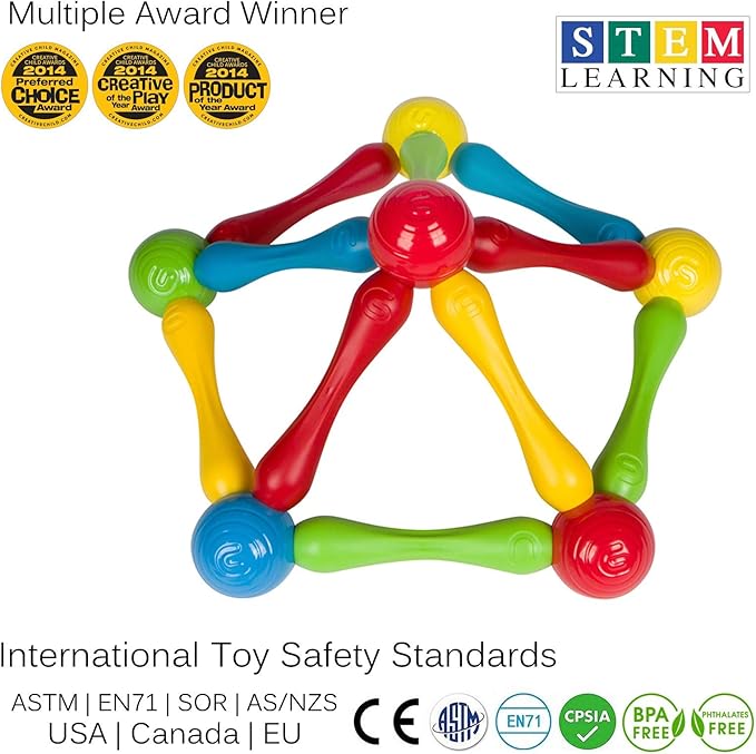 Goobi 20 Piece Construction Set Large Building Blocks Developmental Play Sticks STEM Learning Vibrant Colors Creativity Imagination 3D Puzzle Educational Toys for 1 Year Old Toddlers Preschool