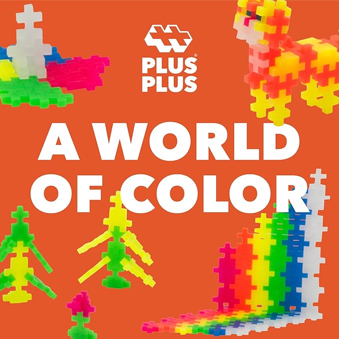 PLUS PLUS – Neon Mix - 300 Piece, Construction Building Stem/Steam Toy, Mini Puzzle Blocks for Kids