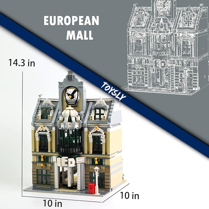 TOYSLY Street European Mall MOC Building Blocks and Engineering Toy, Construction Set to Build, Model Set and Assembly Toy for Teens and Adult 2039 Pieces
