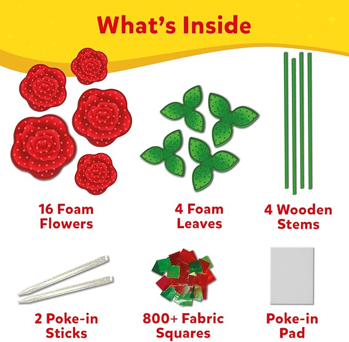 Skillmatics Art & Craft Activity - Poke-in Art Rose Bouquet, Mess-Free Art for Kids, Craft Kits, DIY Activity, Valentine's Day Gifts for Girls & Boys Ages 4, 5, 6, 7, 8, 9, 10, 11, 12