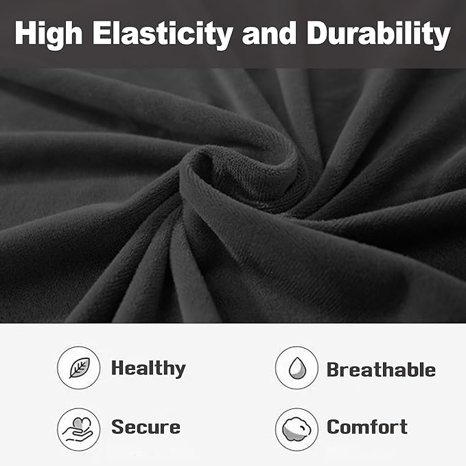 NORTHERN BROTHERS Stretchy Recliner Chair Covers, Velvet Recliner Covers, Lazy Boy Chair Cover (Black, 3 Seat)