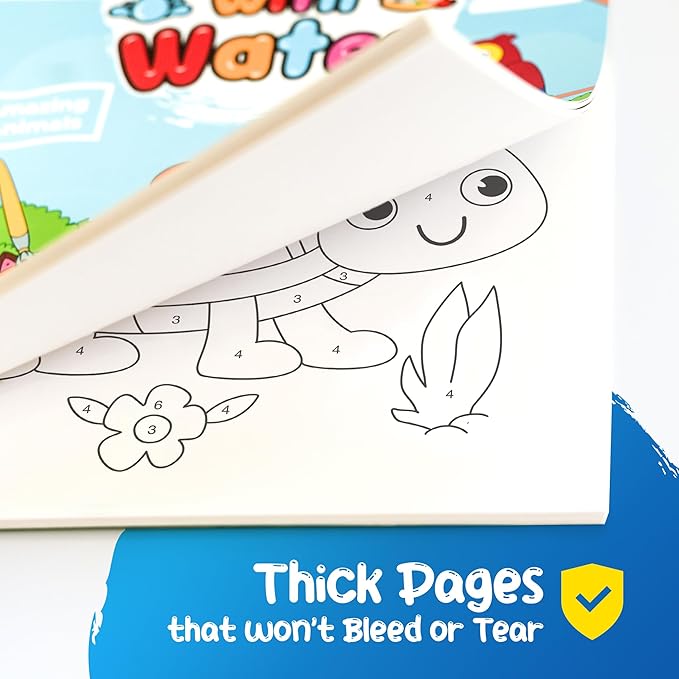 Paint With Water Coloring Book for Toddlers: Mess Free Kids Watercolor Painting Activity Kit - Arts and Crafts For Ages 2 3 4 5 6 Years Old - Animals - Pocket Travel Book, Gift Toy, Stocking Stuffers