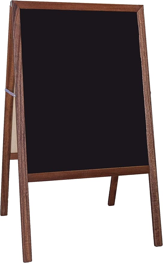 Crestline Products Marquee Easel (2 Black Chalkboards), Stained Hardwood Sidewalk Easel - 42" H x 24" W