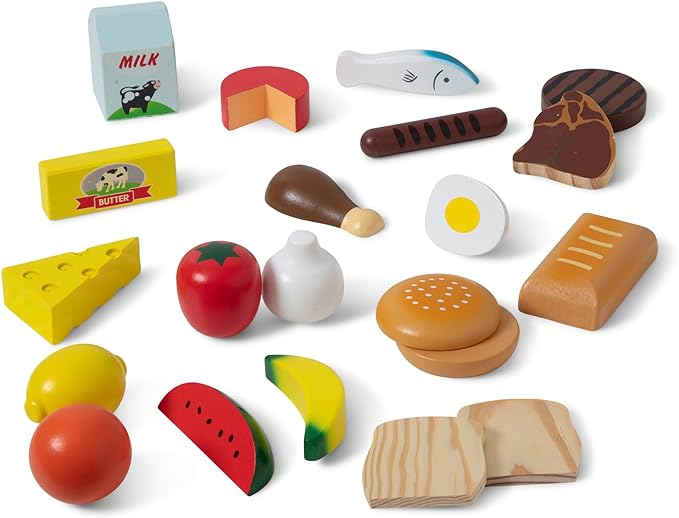 Melissa & Doug Food Groups - 21 Hand-Painted Wooden Pieces and 4 Crates