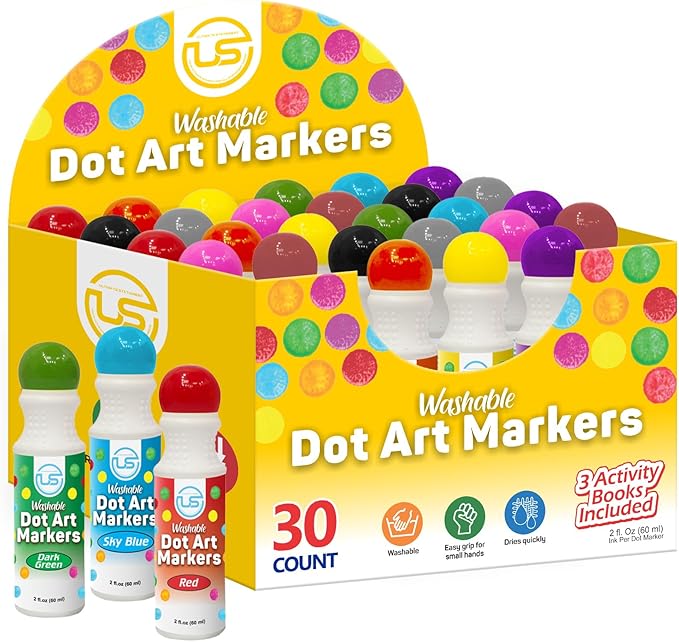 Dot markers, Dot Markers for Toddlers, Dot Art, Dot Paints Washable for Kids, Bingo Daubers, Washable Dot Markers Toddler Arts and Crafts
