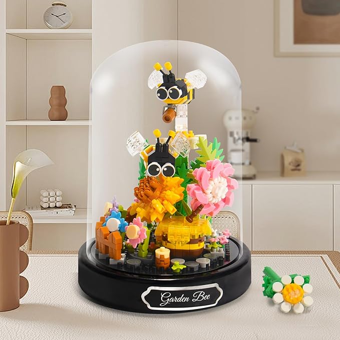 Topdear Flower Bouquet Building Set with LED String Light, Bee Flowers Botanical Collection, 588 Pcs Mini Bricks Building Blocks Toy for Boys Girls, Adults, Gift for Birthday, Christmas, Mother's Day