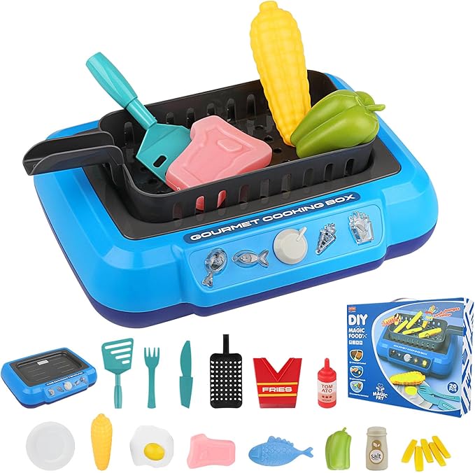 Kids Pretend Play Food with Water Activated Color Changing Toys, Cooking Grill Kitchen Playset for Kids, Great Outdoor Camping Toy, Cute Presents for Toddler Child Girl Boy 3 4 5 6 Year Old