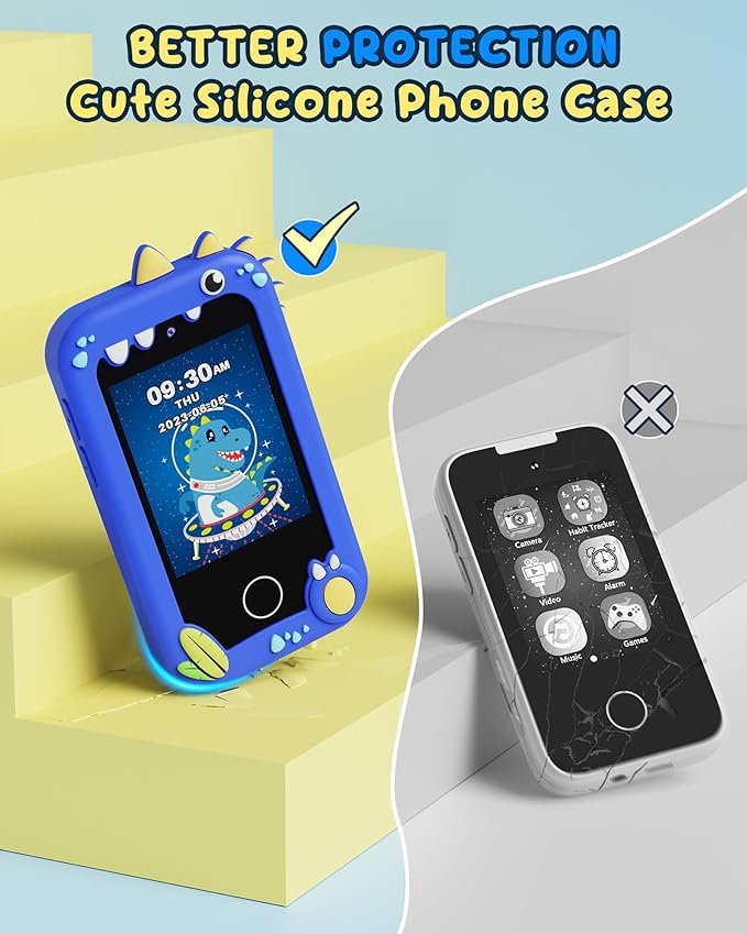 UCIDCI Kids Smart Phone Toys for Girls Toddler Phone Toys with Learning Games, Christmas, Birthday Gifts for 3 4 5 6 7 Year Old Boys Blue