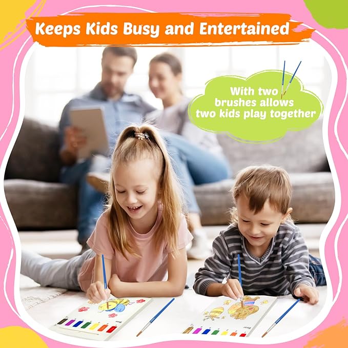 Water Coloring Books for Toddlers - Easter Basket Stuffers Watercolor Paint Book Drawing Art Paper for Kids Mess Free Craft Supplies kit Toy for Age 3 4 5 6 Valentines Birthday Gift(Animal)