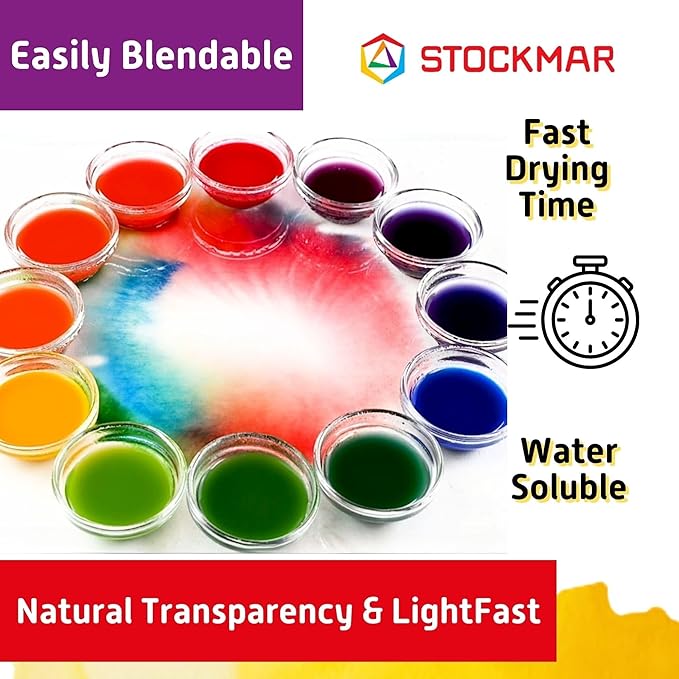 Stockmar Complete Watercolor Paint Set - 12 Colors, in Wooden Storage Box, Includes 2 Natural Brushes, 6 Containers, Cloth, Palette, Sponge, Waldorf Art Supplies
