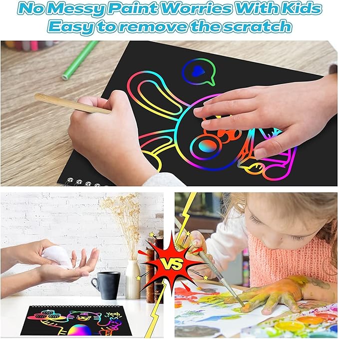 Smasiagon Scratch Paper Art Set for Kids: 2 Pack Scratch Off Arts Crafts Valentine's Day Gifts for Kids Ages 3-12 Girls Boys Birthday Christmas Party Favor Games Easter Basket Stuffers DIY Activity