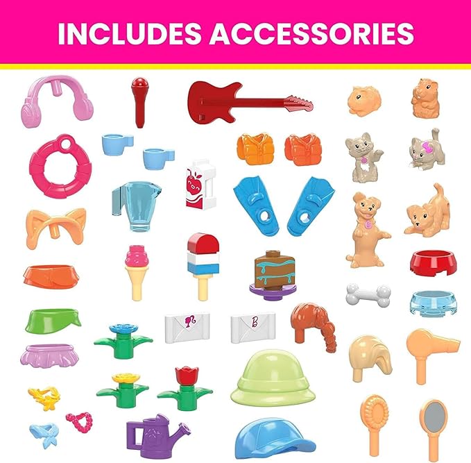 Mega Barbie Color Reveal Building Toys Set, DreamHouse with 545 Pieces, 5 Micro-Dolls, 6 Pets and Accessories, 30 + Surprises, Kids Ages 6+ Years