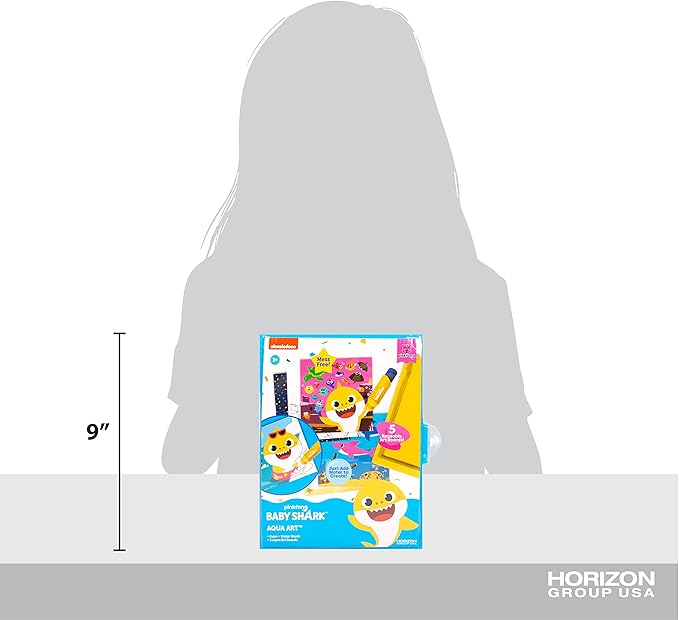 Horizon Group USA Baby Shark Aqua Art – Baby Shark Water Coloring Pads – Includes Magic Refillable Water Brush for Mess Free Water Art Painting for Toddlers – Great Baby Shark Art Set for 3 Year Old