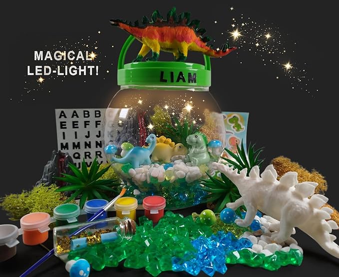 DIY Dinosaur Gifts for Boys, Kids Birthday Gifts Arts and Crafts for Boys Nightlight Terrarium Kit, Toys for Boys Age 3 4 5 6 7 8 9 10 11 12 Year Old