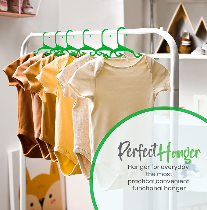 Utopia Home 20 Pack Kids Hangers - 11.5 Inch Plastic Baby Hangers for Closet - Childrens Hanger for Clothes & Infant Hanger for Closet - Ideal for Everyday Standard Use (Green)