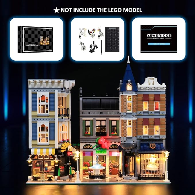 YEABRICKS LED Light for Lego-10255 Creator The Assembly Square Building Blocks Model (Lego Set NOT Included)